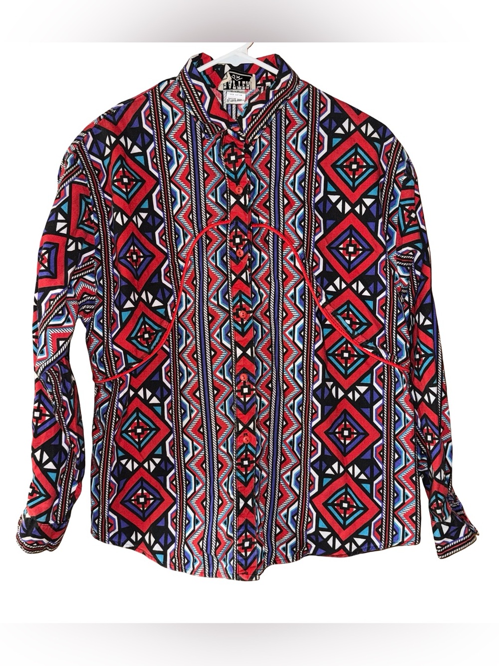 Vintage Rafter JX Western Aztec Cowboy Shirt Multicolor Southwestern Rodeo Sz M